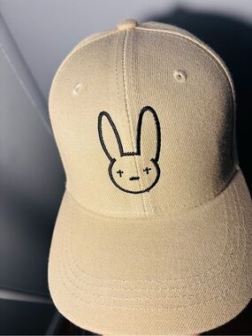 Beige Bunny Embroidered Baseball Cap